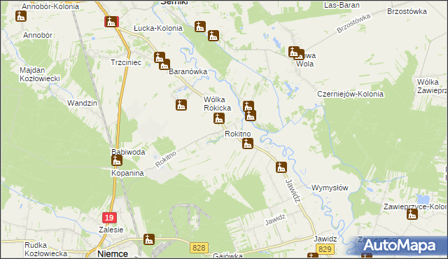 mapa Rokitno gmina Lubartów, Rokitno gmina Lubartów na mapie Targeo