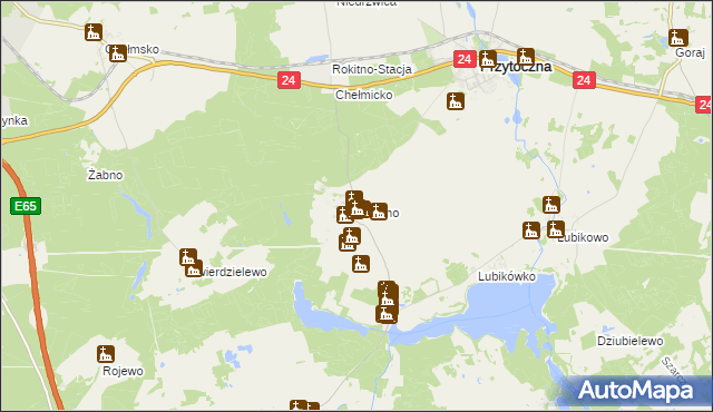 mapa Rokitno gmina Przytoczna, Rokitno gmina Przytoczna na mapie Targeo