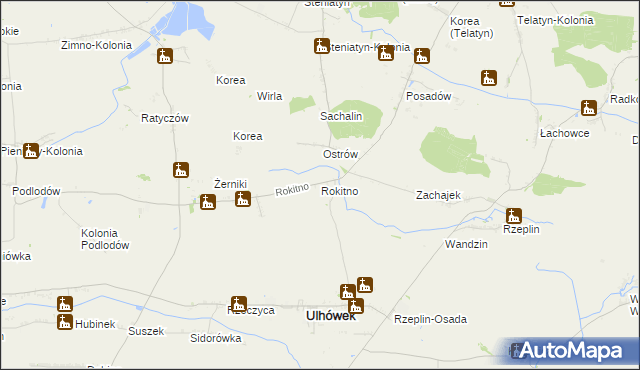 mapa Rokitno gmina Ulhówek, Rokitno gmina Ulhówek na mapie Targeo