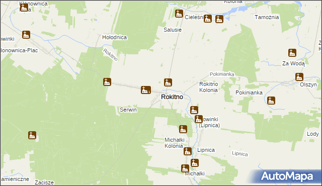 mapa Rokitno powiat bialski, Rokitno powiat bialski na mapie Targeo