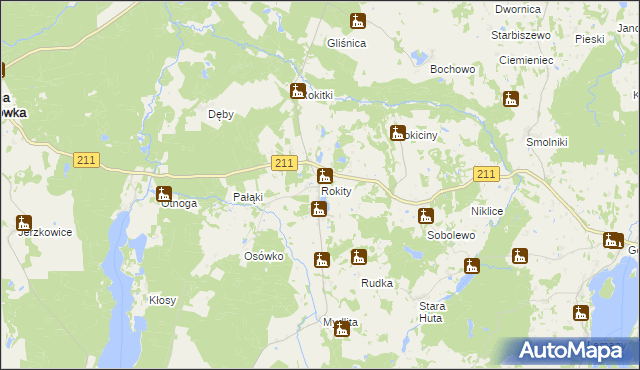 mapa Rokity gmina Czarna Dąbrówka, Rokity gmina Czarna Dąbrówka na mapie Targeo