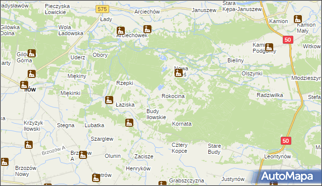 mapa Rokocina, Rokocina na mapie Targeo