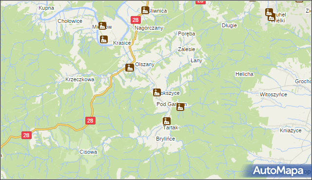 mapa Rokszyce gmina Krasiczyn, Rokszyce gmina Krasiczyn na mapie Targeo