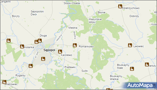 mapa Romankowo, Romankowo na mapie Targeo