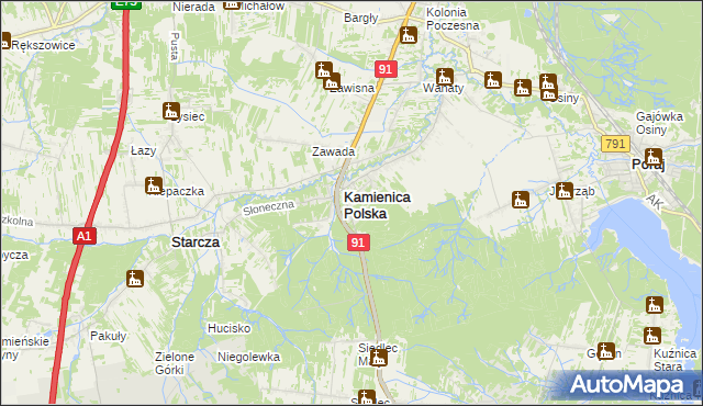 mapa Romanów gmina Kamienica Polska, Romanów gmina Kamienica Polska na mapie Targeo