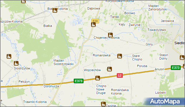 mapa Romanówka gmina Siedliszcze, Romanówka gmina Siedliszcze na mapie Targeo