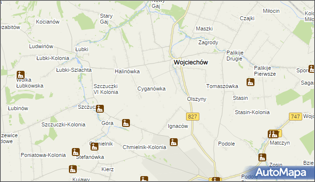 mapa Romanówka gmina Wojciechów, Romanówka gmina Wojciechów na mapie Targeo