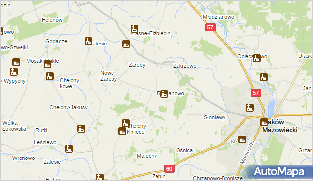 mapa Romanowo gmina Karniewo, Romanowo gmina Karniewo na mapie Targeo