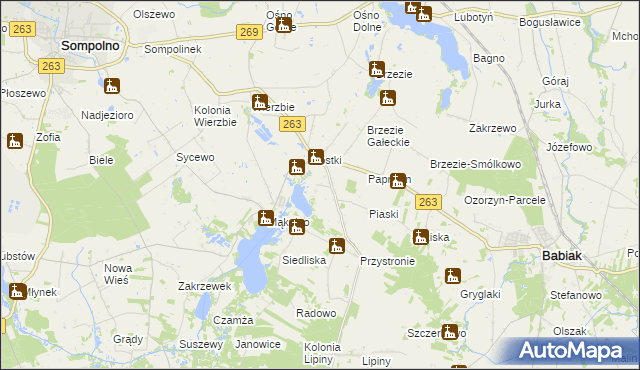 mapa Romanowo gmina Sompolno, Romanowo gmina Sompolno na mapie Targeo