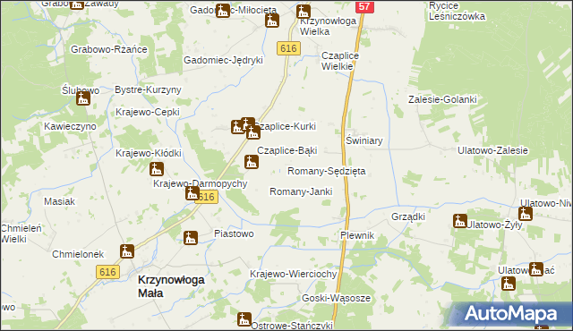 mapa Romany-Sędzięta, Romany-Sędzięta na mapie Targeo