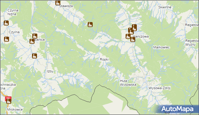 mapa Ropki, Ropki na mapie Targeo