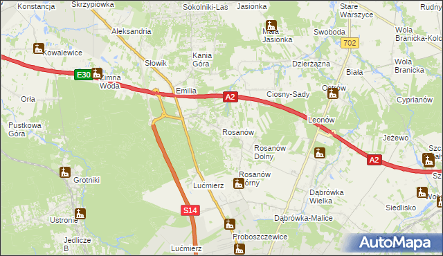 mapa Rosanów, Rosanów na mapie Targeo