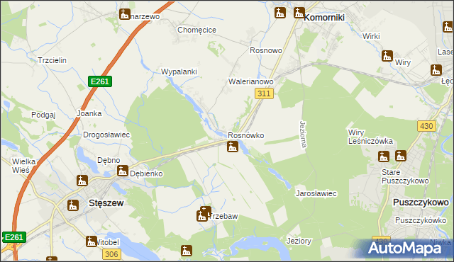 mapa Rosnówko gmina Komorniki, Rosnówko gmina Komorniki na mapie Targeo