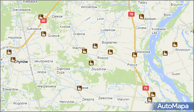 mapa Rososz gmina Chynów, Rososz gmina Chynów na mapie Targeo