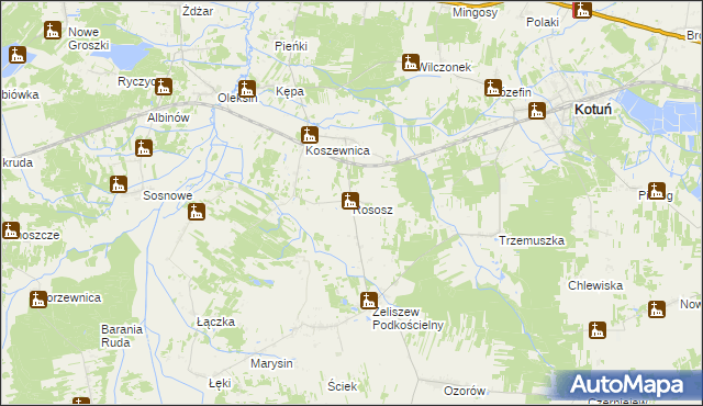 mapa Rososz gmina Kotuń, Rososz gmina Kotuń na mapie Targeo