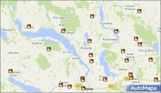 mapa Rospuda, Rospuda na mapie Targeo