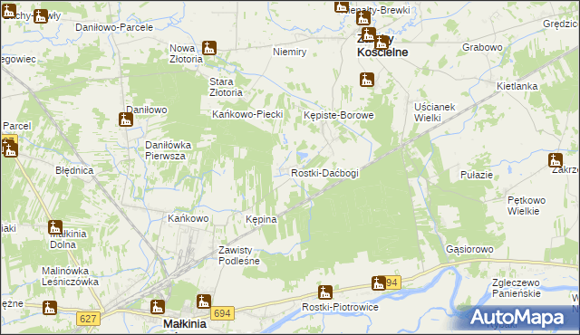 mapa Rostki-Daćbogi, Rostki-Daćbogi na mapie Targeo