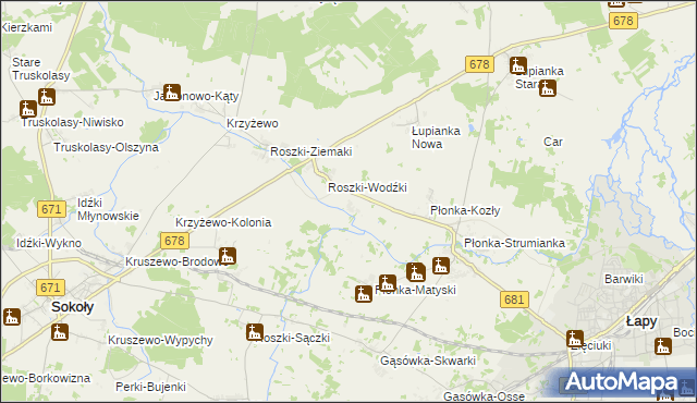 mapa Roszki-Włodki, Roszki-Włodki na mapie Targeo