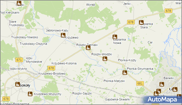 mapa Roszki-Wodźki, Roszki-Wodźki na mapie Targeo