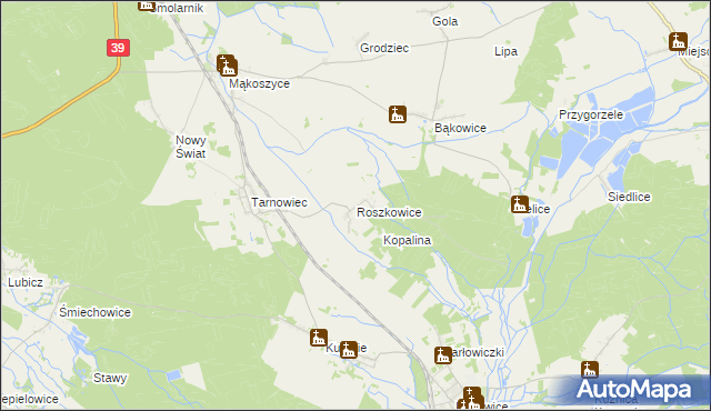 mapa Roszkowice gmina Lubsza, Roszkowice gmina Lubsza na mapie Targeo