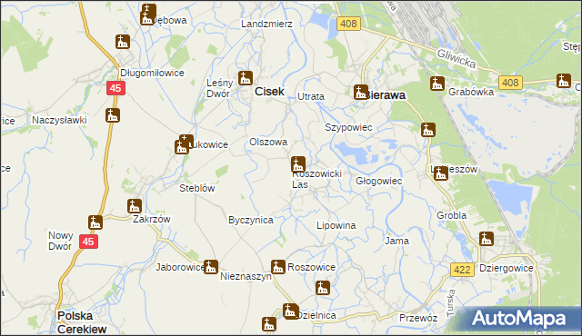 mapa Roszowicki Las, Roszowicki Las na mapie Targeo