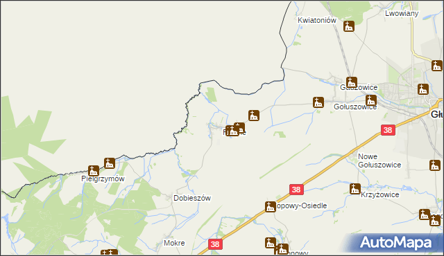 mapa Równe gmina Głubczyce, Równe gmina Głubczyce na mapie Targeo