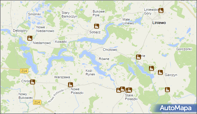 mapa Równe gmina Liniewo, Równe gmina Liniewo na mapie Targeo