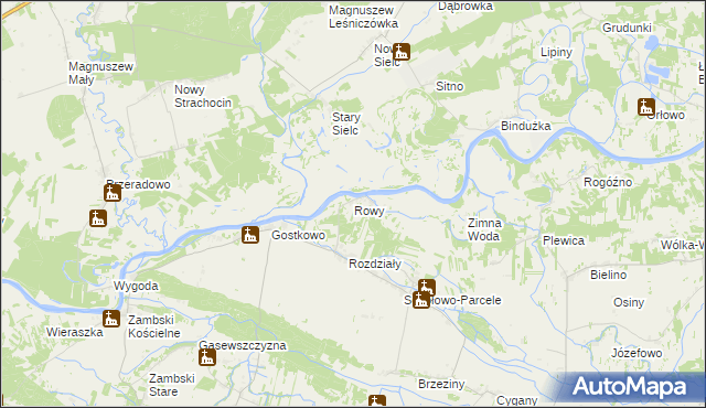 mapa Rowy gmina Obryte, Rowy gmina Obryte na mapie Targeo