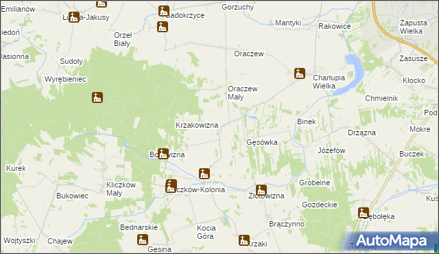 mapa Rowy gmina Wróblew, Rowy gmina Wróblew na mapie Targeo