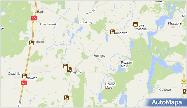 mapa Rozajny, Rozajny na mapie Targeo