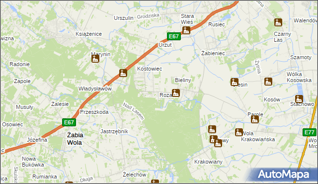 mapa Rozalin gmina Nadarzyn, Rozalin gmina Nadarzyn na mapie Targeo