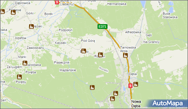 mapa Rozalin gmina Nowa Dęba, Rozalin gmina Nowa Dęba na mapie Targeo