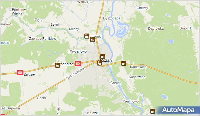 mapa Różan, Różan na mapie Targeo