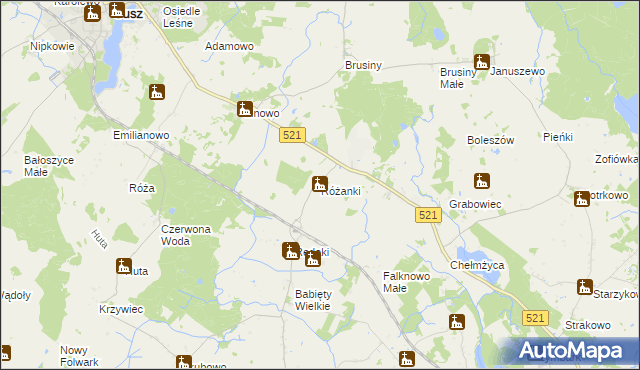 mapa Różanki gmina Susz, Różanki gmina Susz na mapie Targeo