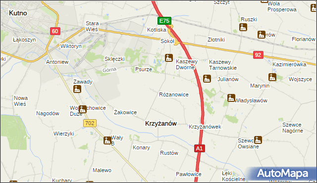 mapa Różanowice, Różanowice na mapie Targeo