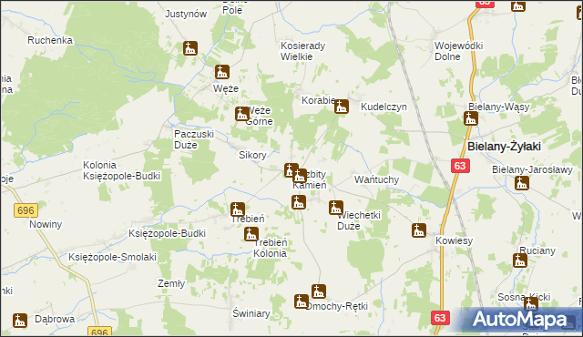 mapa Rozbity Kamień, Rozbity Kamień na mapie Targeo