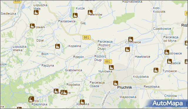 mapa Rozbórz Długi, Rozbórz Długi na mapie Targeo