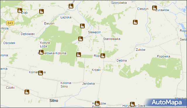 mapa Rozdoły gmina Sitno, Rozdoły gmina Sitno na mapie Targeo