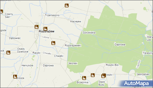 mapa Rozdrażewek gmina Krotoszyn, Rozdrażewek gmina Krotoszyn na mapie Targeo