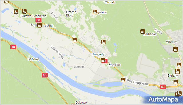 mapa Rozgarty gmina Zławieś Wielka, Rozgarty gmina Zławieś Wielka na mapie Targeo