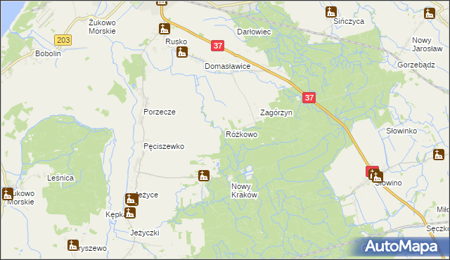 mapa Różkowo, Różkowo na mapie Targeo