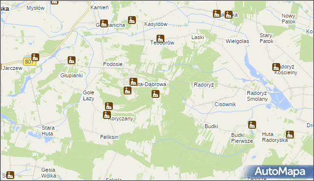 mapa Rozłąki, Rozłąki na mapie Targeo