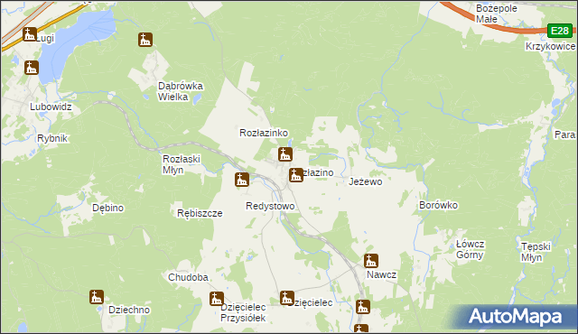 mapa Rozłazino gmina Łęczyce, Rozłazino gmina Łęczyce na mapie Targeo