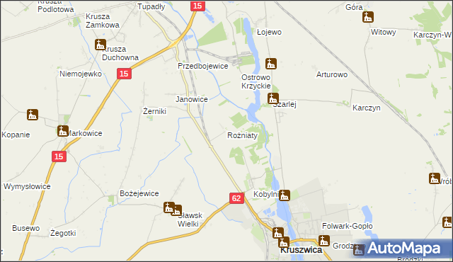 mapa Rożniaty gmina Kruszwica, Rożniaty gmina Kruszwica na mapie Targeo