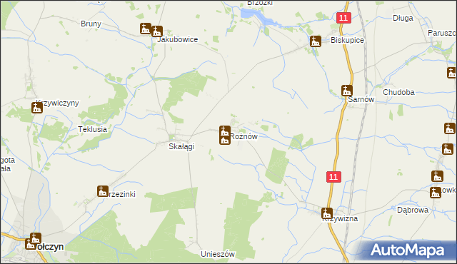 mapa Rożnów gmina Wołczyn, Rożnów gmina Wołczyn na mapie Targeo