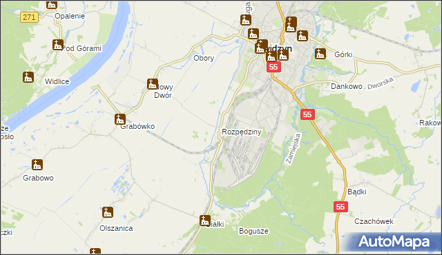 mapa Rozpędziny, Rozpędziny na mapie Targeo