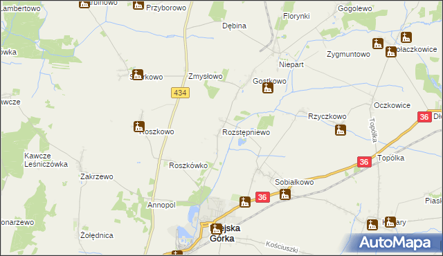 mapa Rozstępniewo, Rozstępniewo na mapie Targeo