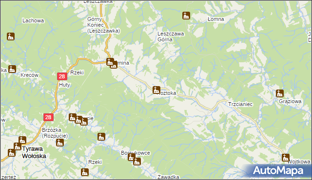 mapa Roztoka gmina Bircza, Roztoka gmina Bircza na mapie Targeo