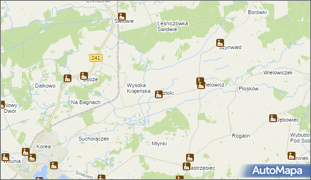 mapa Roztoki gmina Sośno, Roztoki gmina Sośno na mapie Targeo