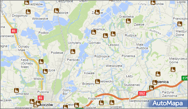 mapa Roztropice, Roztropice na mapie Targeo